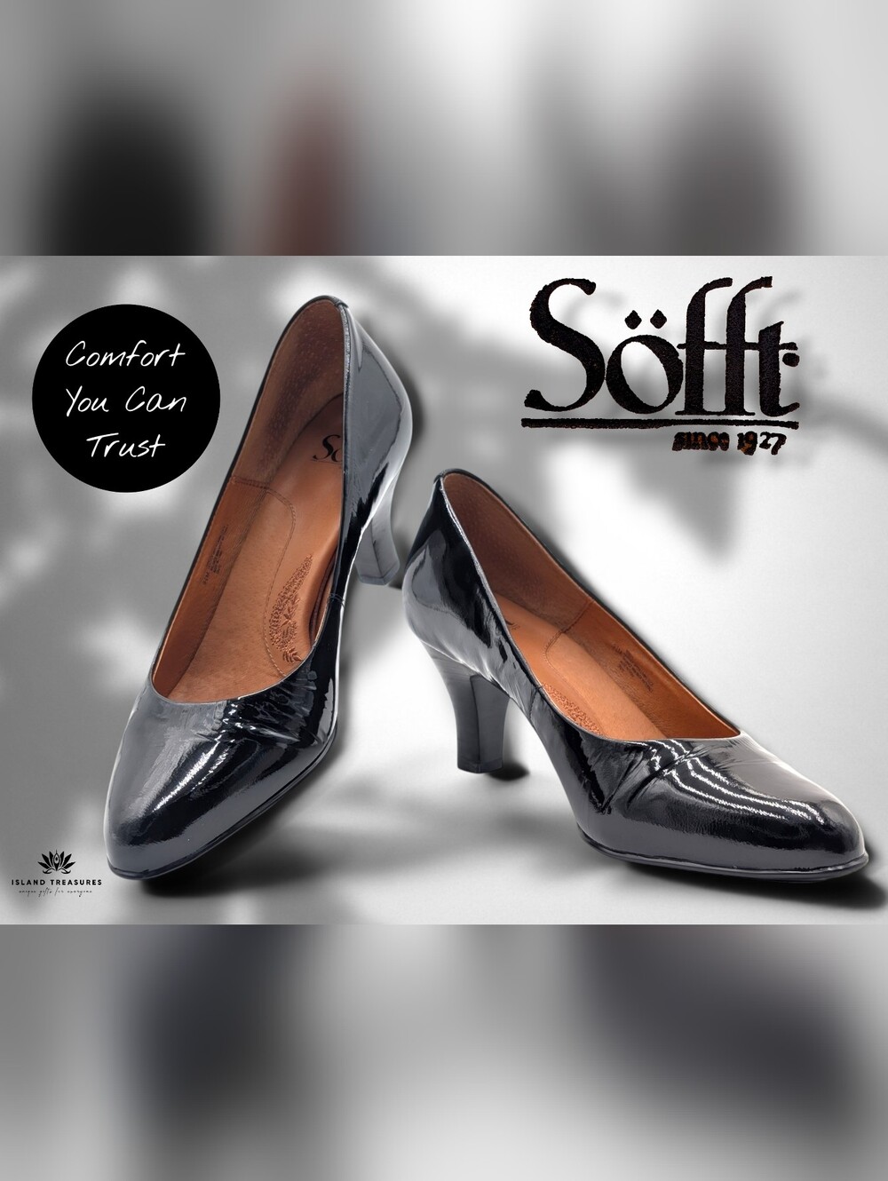 Söfft Women's Sz 9.5M Classic Glossy Black Patent Leather Round Toe Comfort Sole